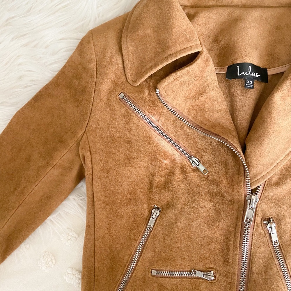Lulu’s “Suede with Love Tan Moto Jacket” - Picture 6 of 9